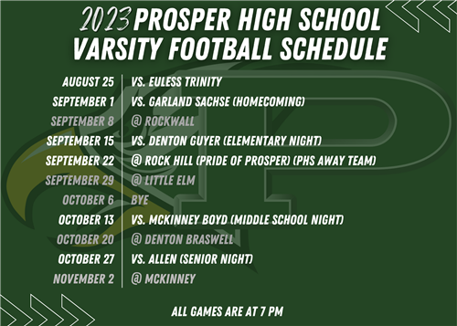 PHS Varsity Football Schedule